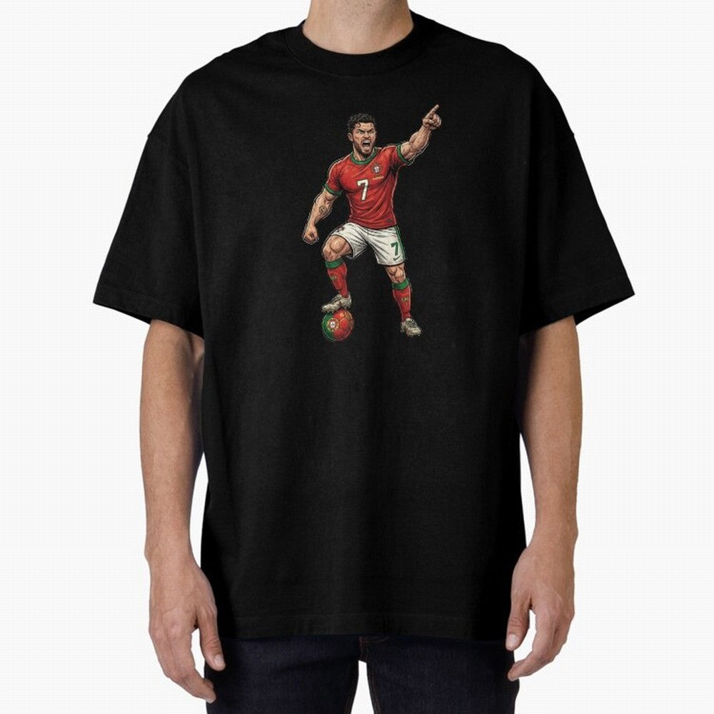 The ultimate soccer player | anime style Oversized T-Shirt Keep the Legacy of FIFA World Cup 2026 Group Stage Spirit, Driven by Netherlands, CR7 and Messi, Championship Spirit, Famous Goals, Roaring Crowds and International Football Unity; Perfect