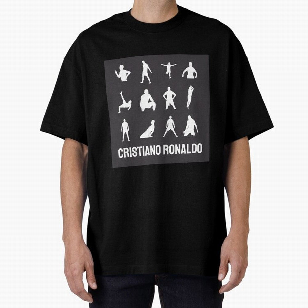 Cristiano Ronaldo Minimalism Silhouette Oversized T-Shirt Treasure Global Football Passion for FIFA World Cup 2026 Group Stage, Celebrating Mbappe and Neymar, England, France and Netherlands, Championship Spirit, Famous Goals, Roaring Crowds and