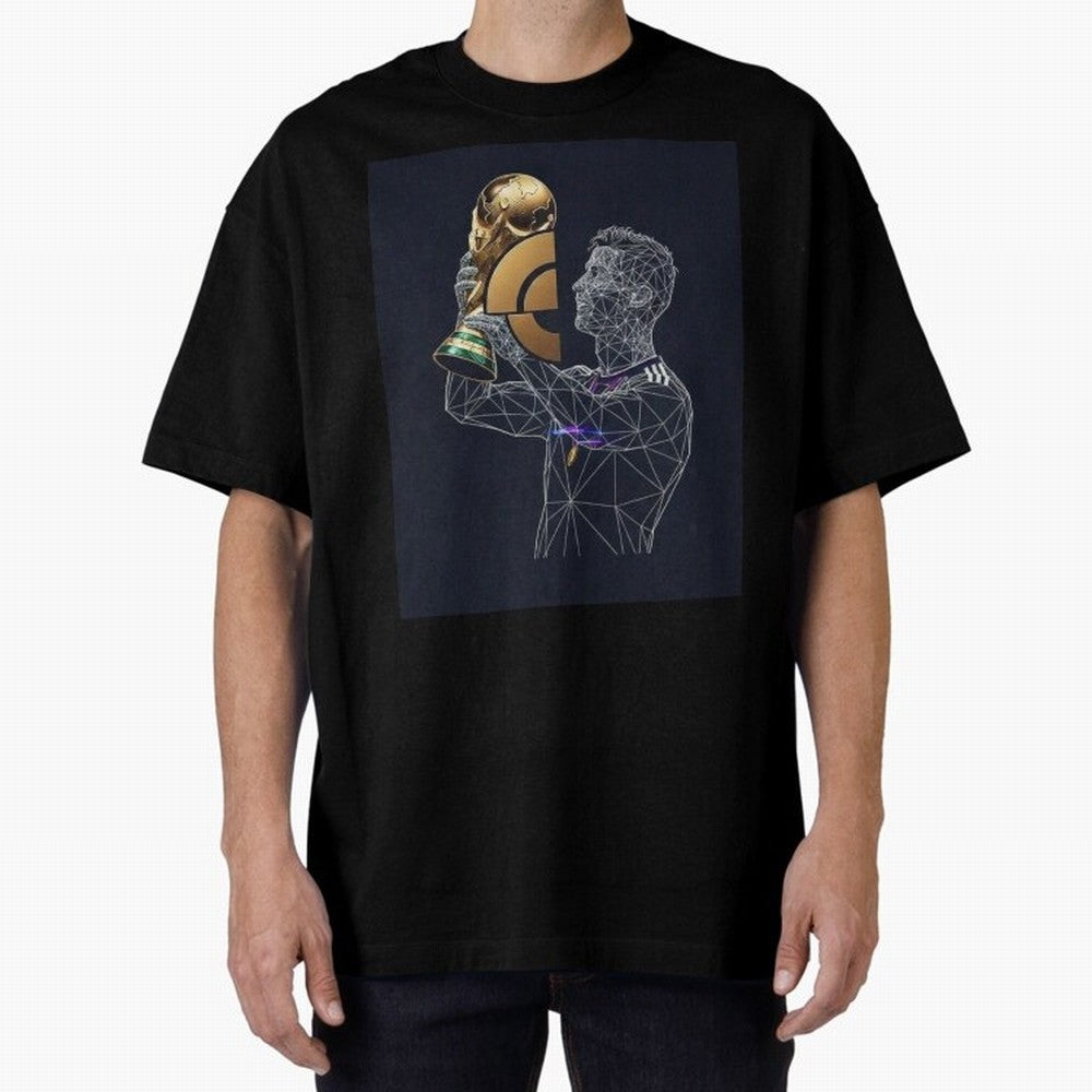 Digital Football Oversized T-Shirt Showcase the FIFA World Cup 2026 Group Stage Journey through Haaland and Mbappe Highlights, France and Portugal Pride, Champion Mindset, Group Stage Buzz, Knockout Tension and Passionate Fan Culture; Made for Die
