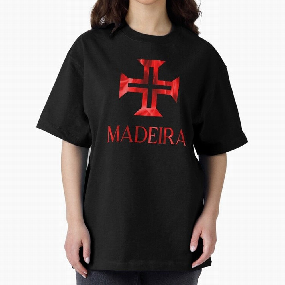 Madeira flames Oversized T-Shirt Feel the Heartbeat of FIFA World Cup 2026 USA Canada Mexico Highlighting CR7, England, France and Netherlands Energy, Championship Spirit, Famous Goals, Roaring Crowds and International Football Unity; Perfect for