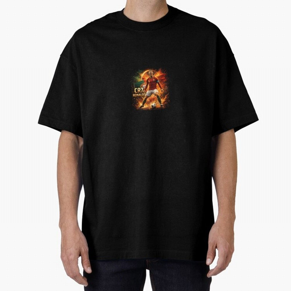 Cristiano Ronaldo Football Legend Artwork Oversized T-Shirt Feel the Heartbeat of Match Day Hype around FIFA World Cup 2026, Messi, CR7 and Mbappe, England and Germany, Vintage Soccer Flavor, Modern Football Stars, National Flags and Final Night