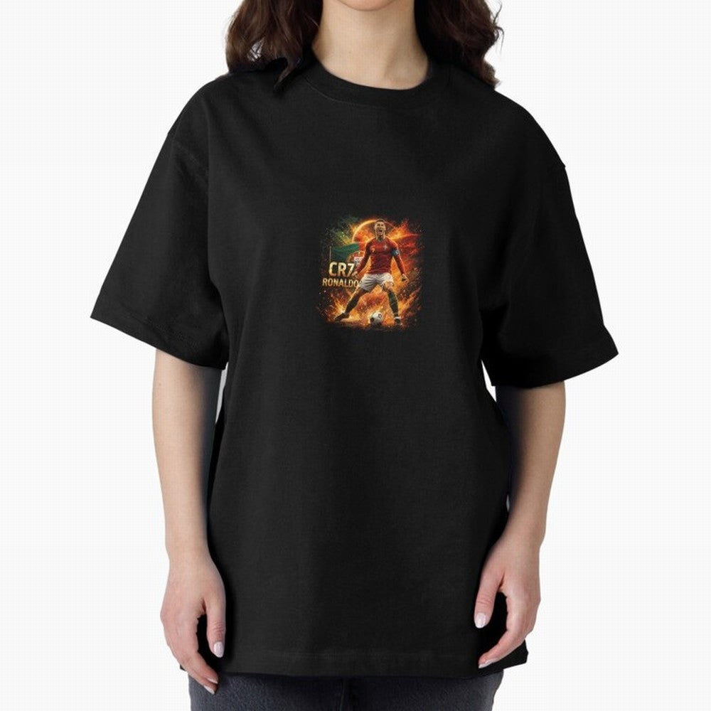 Cristiano Ronaldo Football Legend Artwork Oversized T-Shirt Feel the Heartbeat of Match Day Hype around FIFA World Cup 2026, Messi, CR7 and Mbappe, England and Germany, Vintage Soccer Flavor, Modern Football Stars, National Flags and Final Night