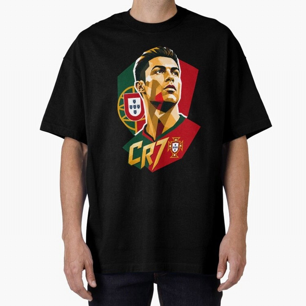 CR7 Art Print Oversized T-Shirt Celebrate Fan Favorites in Global Football Passion for FIFA World Cup 2026, Driven by Mbappe and Neymar, Argentina and Brazil, Retro Football Energy, Iconic Rivalries, Trophy Chase Drama and Stadium Atmosphere;