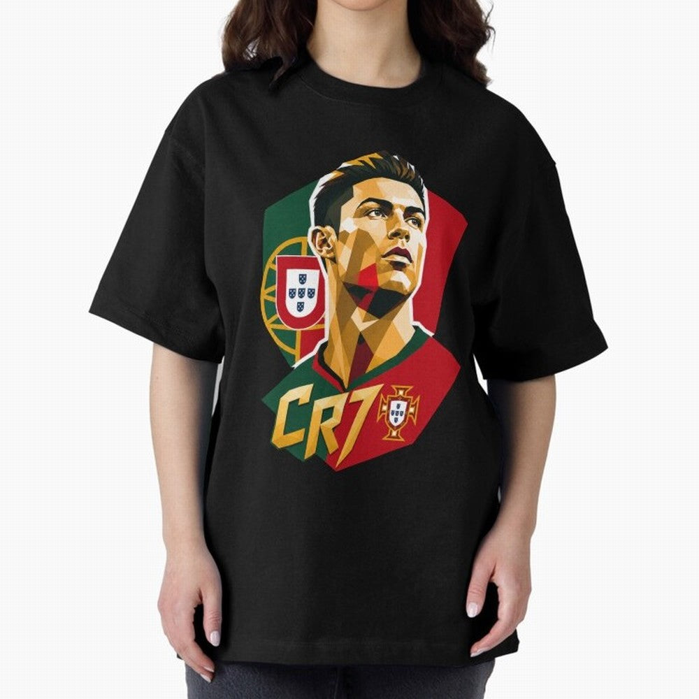CR7 Art Print Oversized T-Shirt Celebrate Fan Favorites in Global Football Passion for FIFA World Cup 2026, Driven by Mbappe and Neymar, Argentina and Brazil, Retro Football Energy, Iconic Rivalries, Trophy Chase Drama and Stadium Atmosphere;