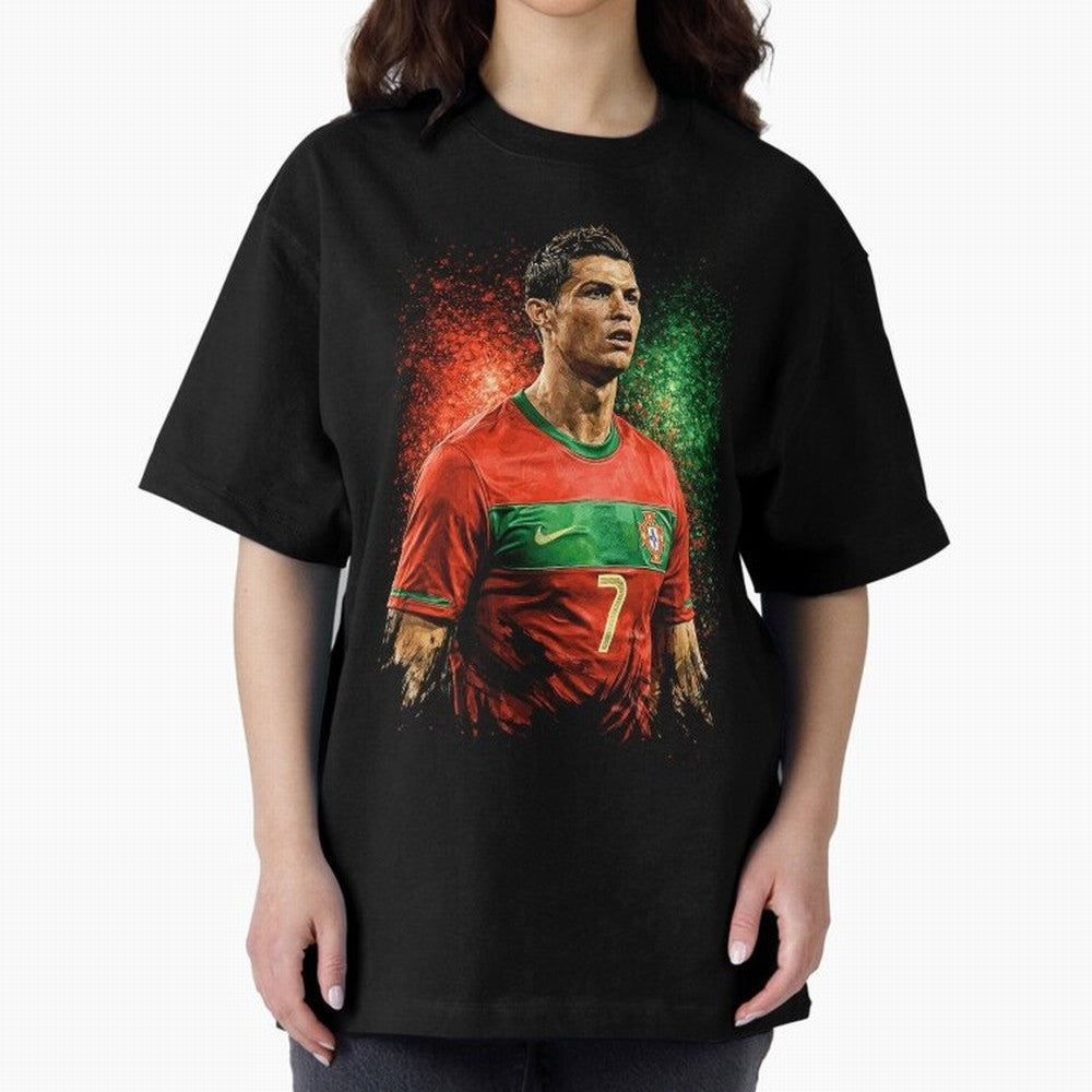 Cristiano Ronaldo Football Legend Oversized T-Shirt Show Championship Spirit for Global Football Passion for FIFA World Cup 2026 USA Canada Mexico, Driven by Neymar, England and Germany, Global Supporter Spirit, Legendary Goals, National Colors and