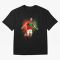 Cristiano Ronaldo Football Legend Oversized T-Shirt Mark Global Football Passion for FIFA World Cup 2026 USA Canada Mexico, with Messi, Neymar and Mbappe, Brazil, Retro Football Energy, Iconic Rivalries, Trophy Chase Drama and Stadium Atmosphere;