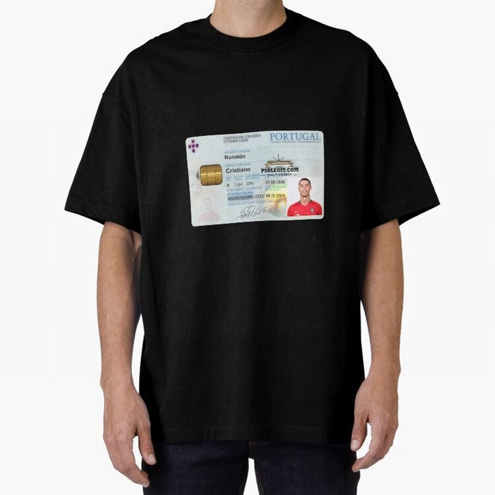 Cristiano Ronaldo CARD ID Oversized T-Shirt Celebrate Unforgettable Nights in Global Football Passion for FIFA World Cup 2026, Capturing Neymar, Haaland and Cristiano Ronaldo, Spain and Netherlands, Football Festival Excitement, Trophy Ambitions,