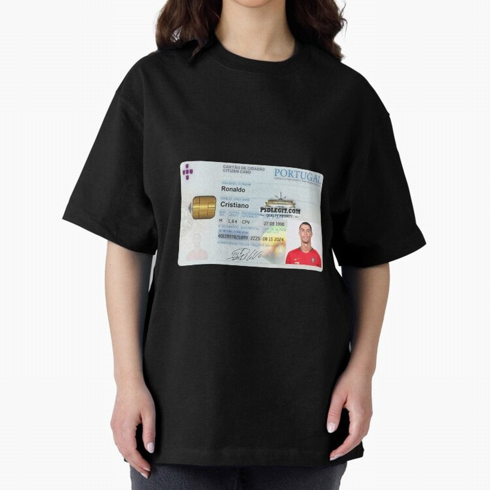 Cristiano Ronaldo CARD ID Oversized T-Shirt Celebrate Unforgettable Nights in Global Football Passion for FIFA World Cup 2026, Capturing Neymar, Haaland and Cristiano Ronaldo, Spain and Netherlands, Football Festival Excitement, Trophy Ambitions,