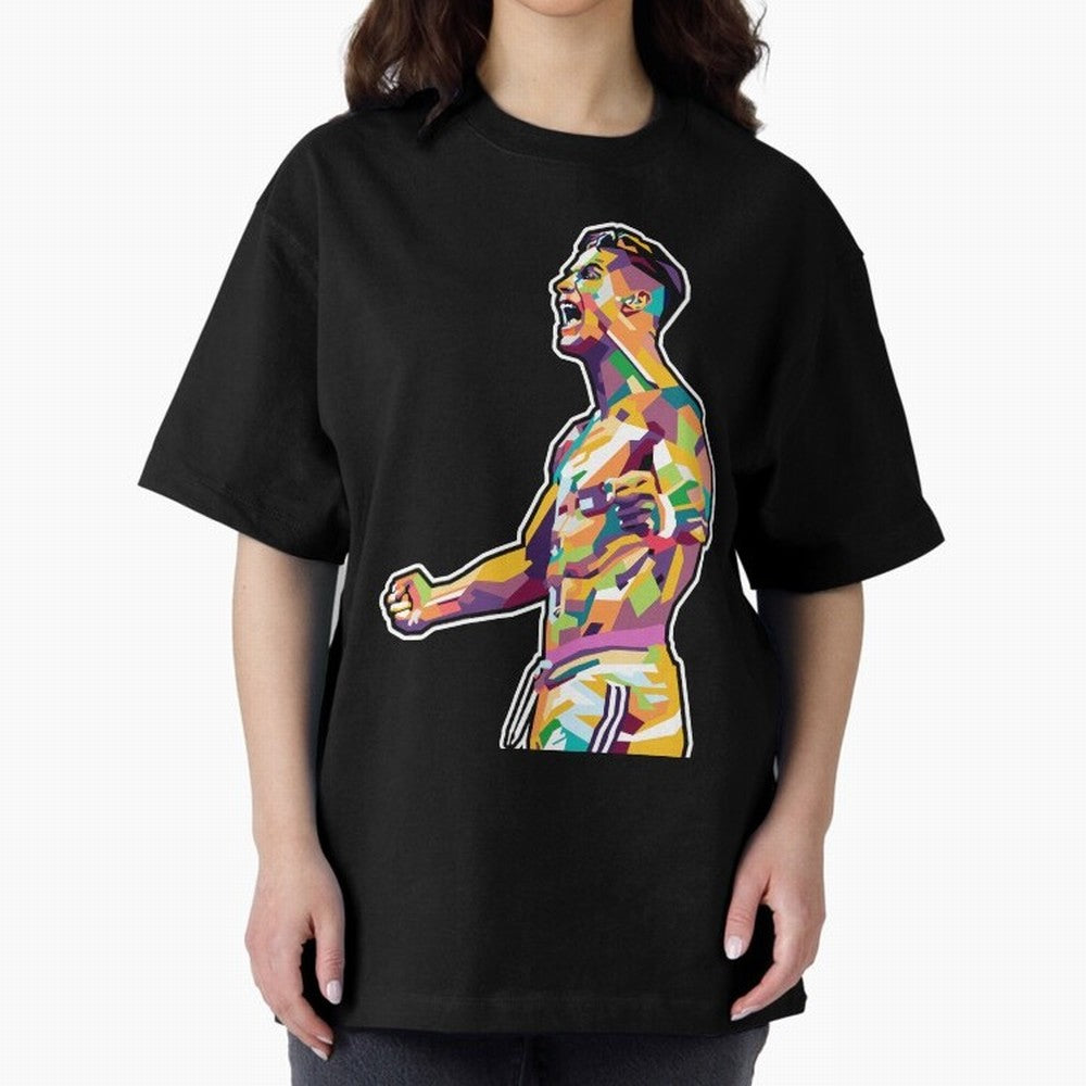 Cr7 Pop Art Oversized T-Shirt Keep the Legacy of the FIFA World Cup 2026 USA Canada Mexico Journey through Neymar, Haaland and Cristiano Ronaldo Highlights, Netherlands Pride, Championship Spirit, Famous Goals, Roaring Crowds and International