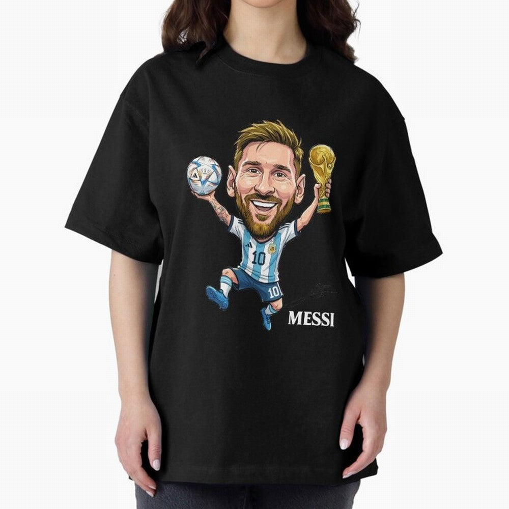 Messi Campion Oversized T-Shirt Show Match Day Excitement for FIFA World Cup 2026 USA Canada Mexico Spirit, Centered on Netherlands, Mbappe and Neymar, Tournament Hype, Historic Matchups, Family Viewing Parties and Global Sports Pride; Made for