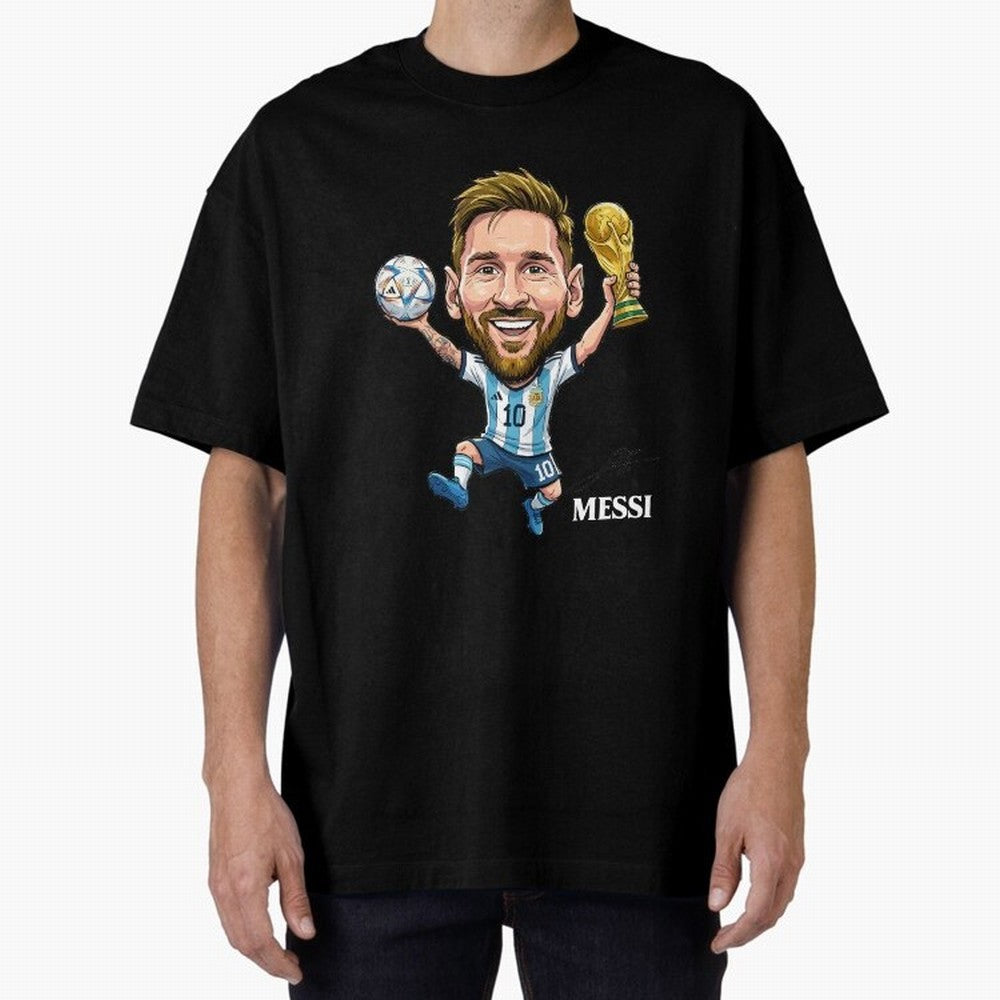 Messi Campion Oversized T-Shirt Show Match Day Excitement for FIFA World Cup 2026 USA Canada Mexico Spirit, Centered on Netherlands, Mbappe and Neymar, Tournament Hype, Historic Matchups, Family Viewing Parties and Global Sports Pride; Made for