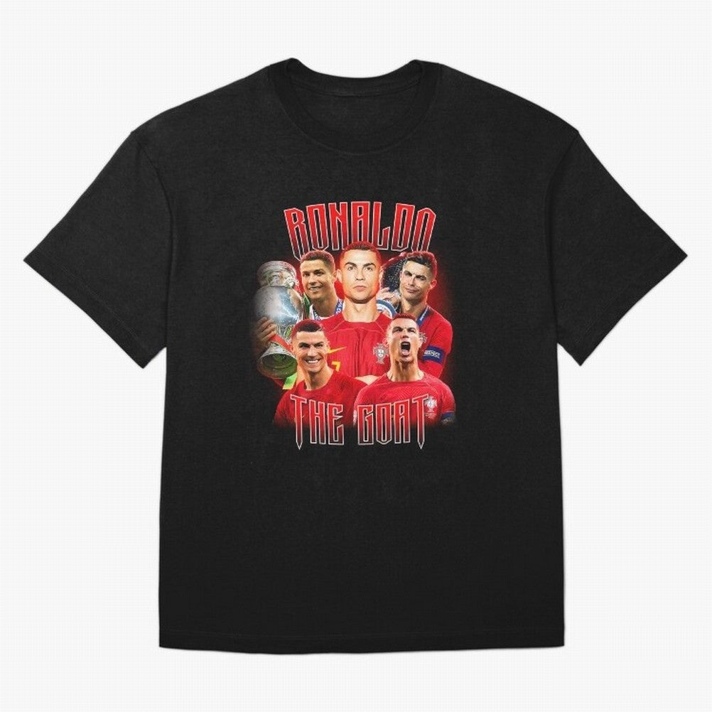 Cristiano Ronaldo The Goat Bootleg Oversized T-Shirt Support FIFA World Cup 2026 Spirit, Celebrating England, France and Netherlands, Cristiano Ronaldo, Haaland and CR7, Global Supporter Spirit, Legendary Goals, National Colors and Tournament