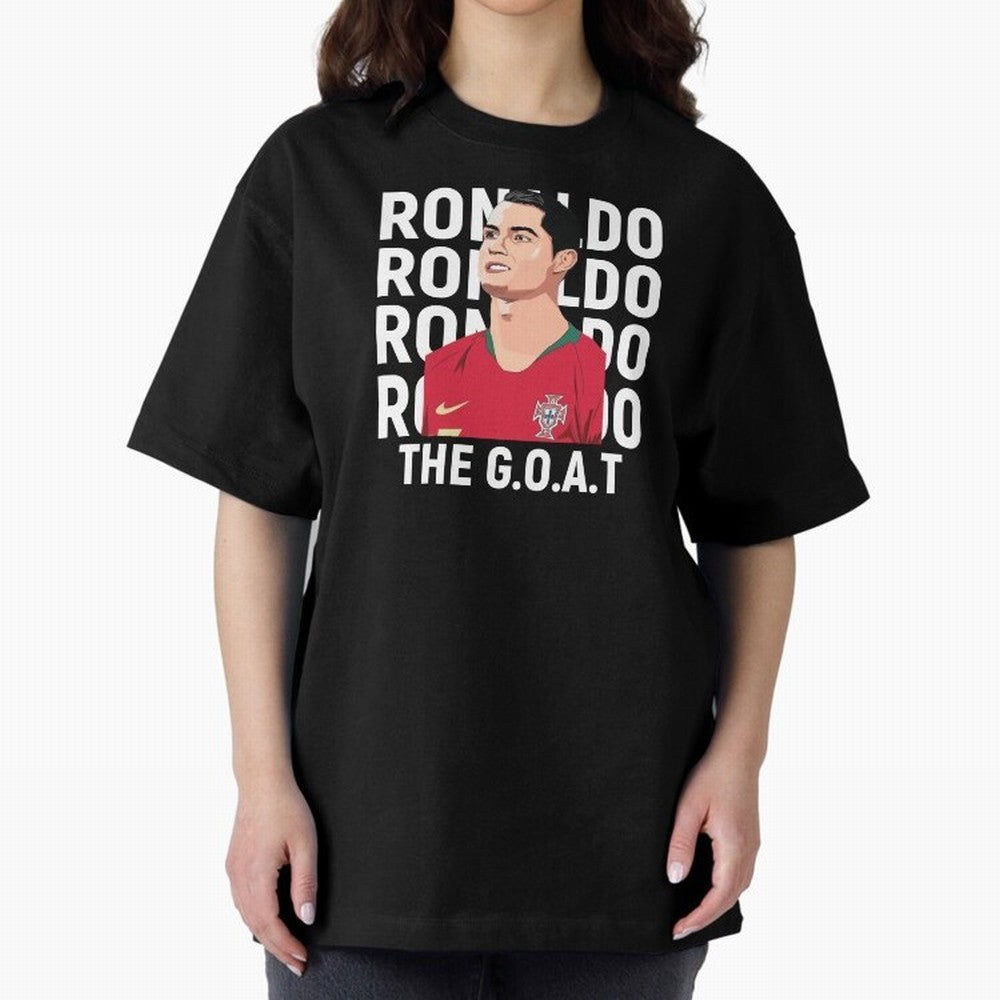 Ronaldo The Goat Oversized T-Shirt Honor the Beautiful Game during FIFA World Cup 2026 Group Stage for Fans of CR7 and Messi and France and Portugal, Bringing Champion Mindset, Group Stage Buzz, Knockout Tension and Passionate Fan Culture; Perfect