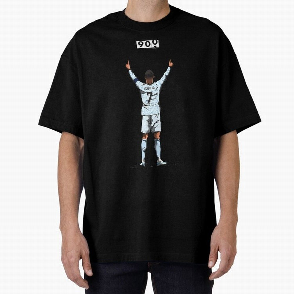 Ronaldo 900 Goals Celebration Iconic Football Design Oversized T-Shirt Feel the Heartbeat of FIFA World Cup 2026 USA Canada Mexico Spirit, with Brazil, Mbappe, Worldwide Fan Energy, Dramatic Goals, Stadium Lights and Championship Celebrations;