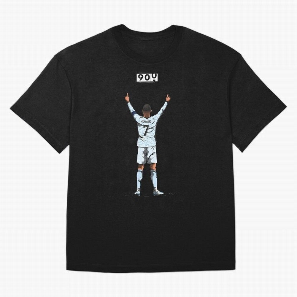 Ronaldo 900 Goals Celebration Iconic Football Design Oversized T-Shirt Feel the Heartbeat of FIFA World Cup 2026 USA Canada Mexico Spirit, with Brazil, Mbappe, Worldwide Fan Energy, Dramatic Goals, Stadium Lights and Championship Celebrations;