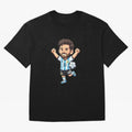 Cute Football Champion Cartoon Design Oversized T-Shirt Embrace FIFA World Cup 2026 Group Stage for Fans of Cristiano Ronaldo, Haaland and CR7 and Germany, Bringing Vintage Soccer Flavor, Modern Football Stars, National Flags and Final Night