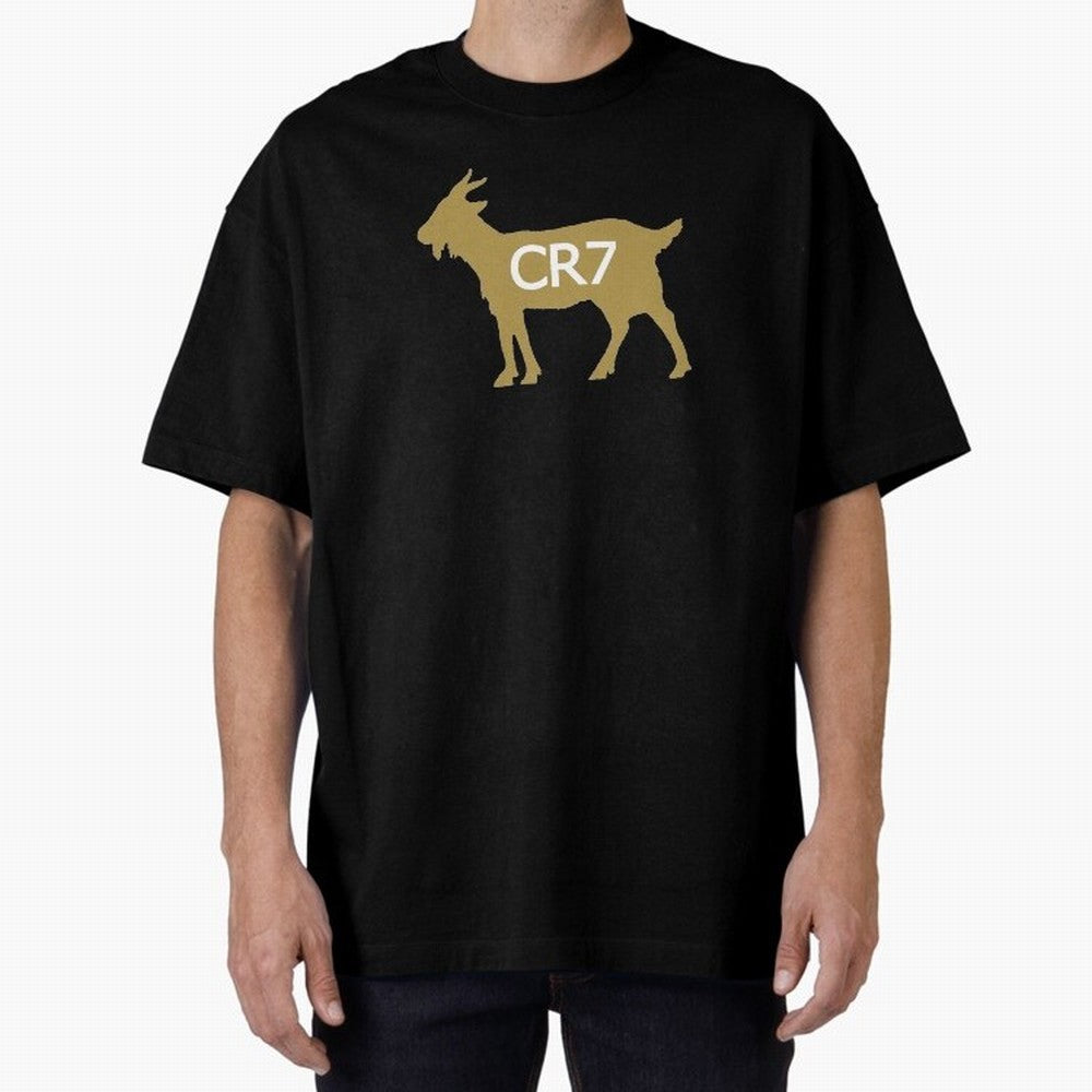 CR7 GOAT Gold B Oversized T-Shirt Embrace Global Football Passion for FIFA World Cup 2026 USA Canada Mexico, Featuring CR7, England, Classic Soccer Heritage, Championship Pressure, Fan Loyalty and International Pride; Perfect for Supporters Who
