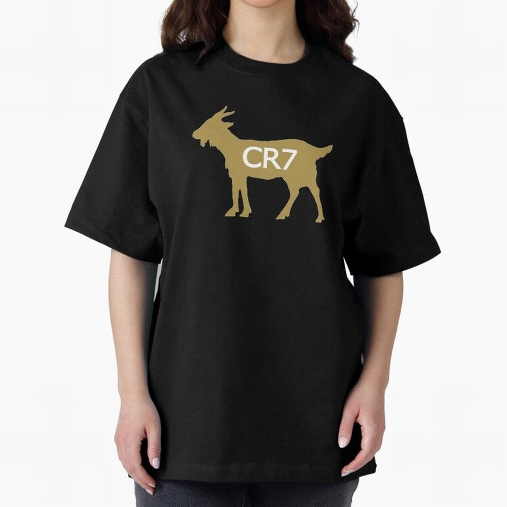 CR7 GOAT Gold B Oversized T-Shirt Embrace Global Football Passion for FIFA World Cup 2026 USA Canada Mexico, Featuring CR7, England, Classic Soccer Heritage, Championship Pressure, Fan Loyalty and International Pride; Perfect for Supporters Who