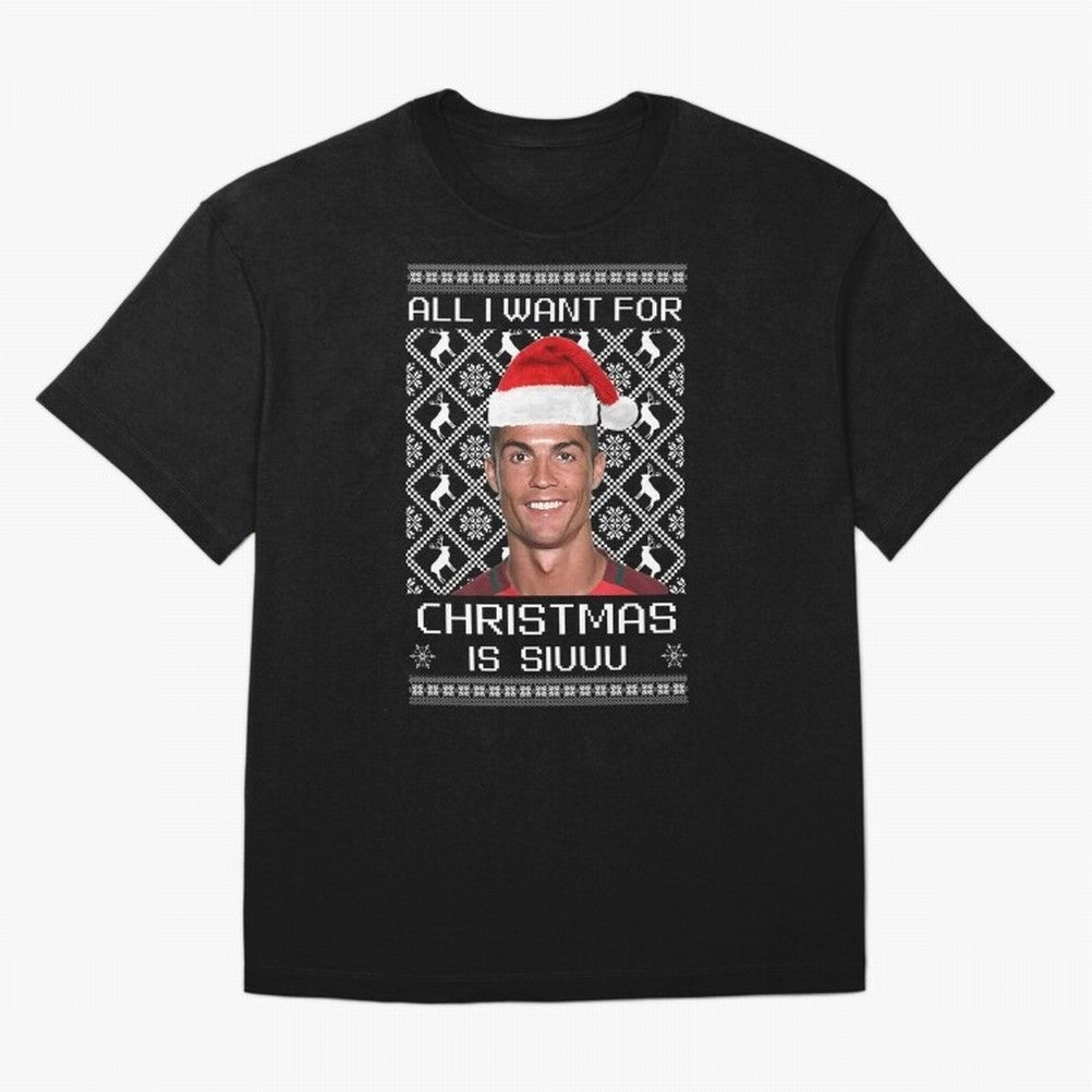 Cristiano Ronaldo Siuuu Christmas Oversized T-Shirt Show Your Love for Global Football Passion for FIFA World Cup 2026 Group Stage, Made for Cristiano Ronaldo, France and Portugal, Soccer Culture, Superstar Moments, National Team Dreams and
