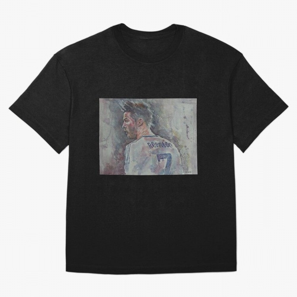 Cristiano Ronaldo - Portrait 1 Oversized T-Shirt Spotlight Global Football Passion for FIFA World Cup 2026 USA Canada Mexico, Connected to CR7 and Messi, Portugal, Supporter Pride, Iconic Celebrations, Legendary Names and Global Match Day Energy;