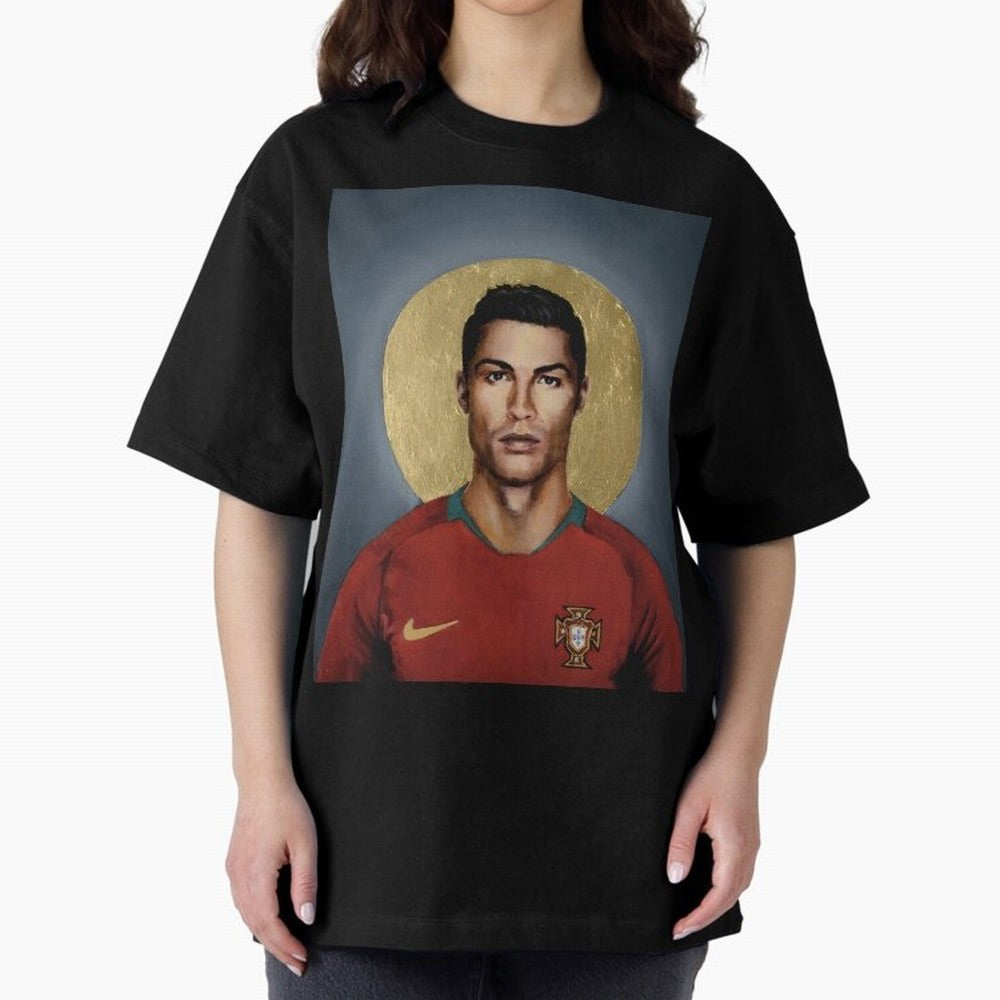 Cristiano Ronaldo CR7 Saint Portugal Football Legend Fan Art Oversized T-Shirt Feel the Heartbeat of Match Day Hype around FIFA World Cup 2026, Messi, Neymar and Mbappe, Netherlands, Stadium Memories, Football Loyalty, International Chants and