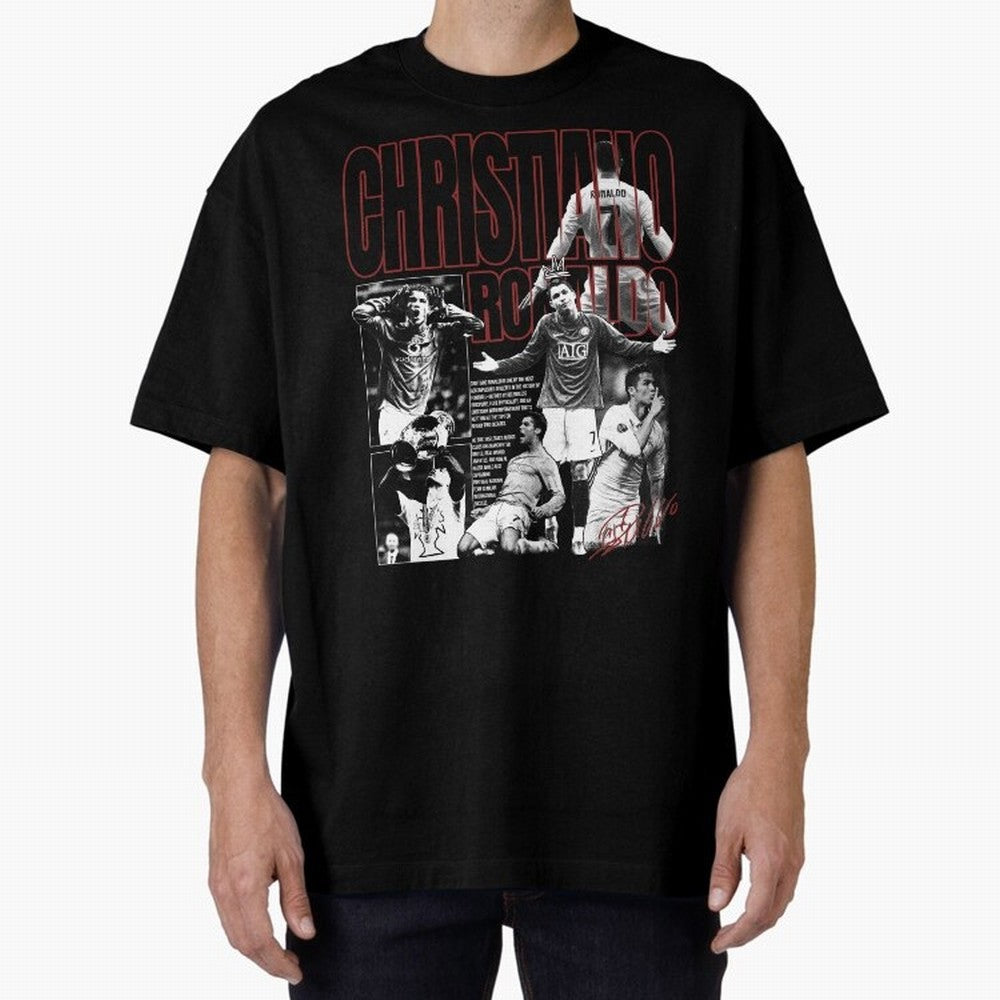 Cristiano Ronaldo Vintage Graphic Oversized T-Shirt Make Every Kick Count in FIFA World Cup 2026 Spirit, Celebrating Spain and Netherlands, Cristiano Ronaldo, Classic Soccer Heritage, Championship Pressure, Fan Loyalty and International Pride;