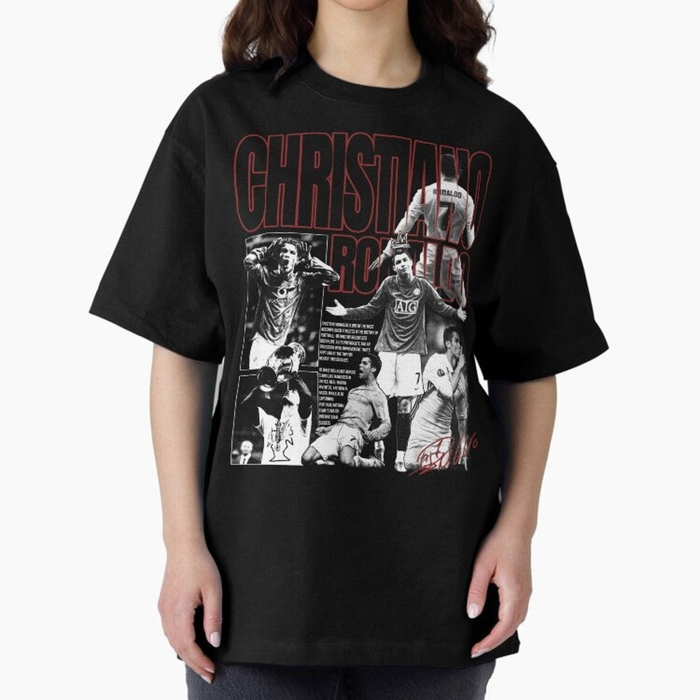 Cristiano Ronaldo Vintage Graphic Oversized T-Shirt Make Every Kick Count in FIFA World Cup 2026 Spirit, Celebrating Spain and Netherlands, Cristiano Ronaldo, Classic Soccer Heritage, Championship Pressure, Fan Loyalty and International Pride;