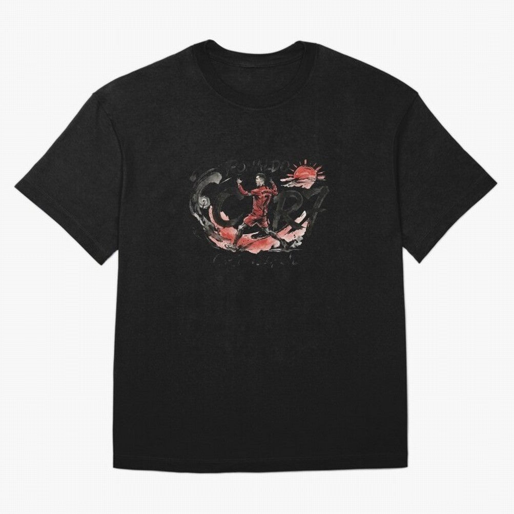 Cristiano Ronaldo CR7 Legend Japanese Ink Art Style Oversized T-Shirt Enjoy FIFA World Cup 2026 Group Stage for Fans of Neymar and Brazil, Portugal and Argentina, Bringing Vintage Soccer Flavor, Modern Football Stars, National Flags and Final Night
