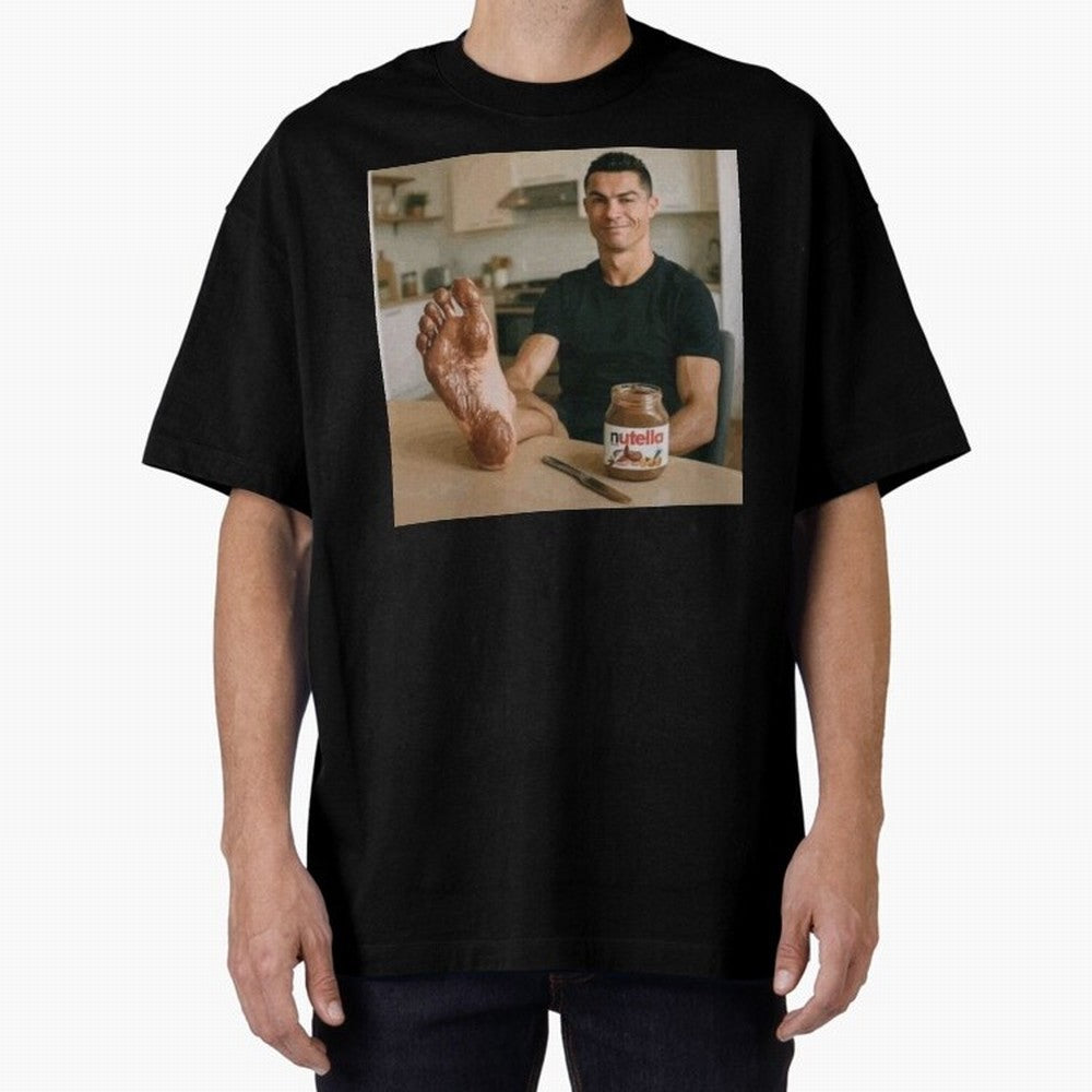 Ronaldo Nutella (LOW RES) Oversized T-Shirt Build the FIFA World Cup 2026 Group Stage Journey through Haaland and Mbappe Highlights, England and Germany Pride, Football Passion, Legendary Performances, Festival Vibes and Supporter Community; Built