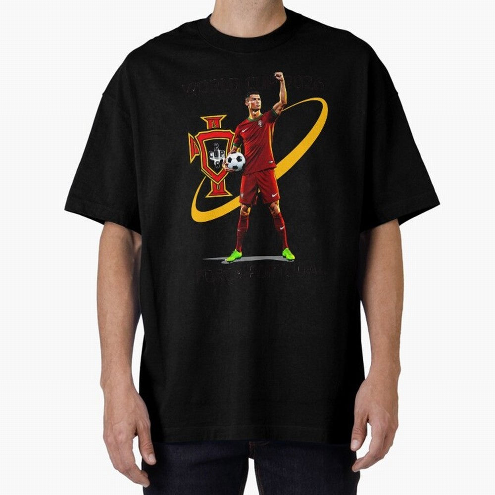 FIFA World Cup 2026 - Portugal Fan Oversized T-Shirt Fuel Match Day Hype around FIFA World Cup 2026 USA Canada Mexico, Cristiano Ronaldo, Portugal, Spain and Germany, Retro Football Energy, Iconic Rivalries, Trophy Chase Drama and Stadium