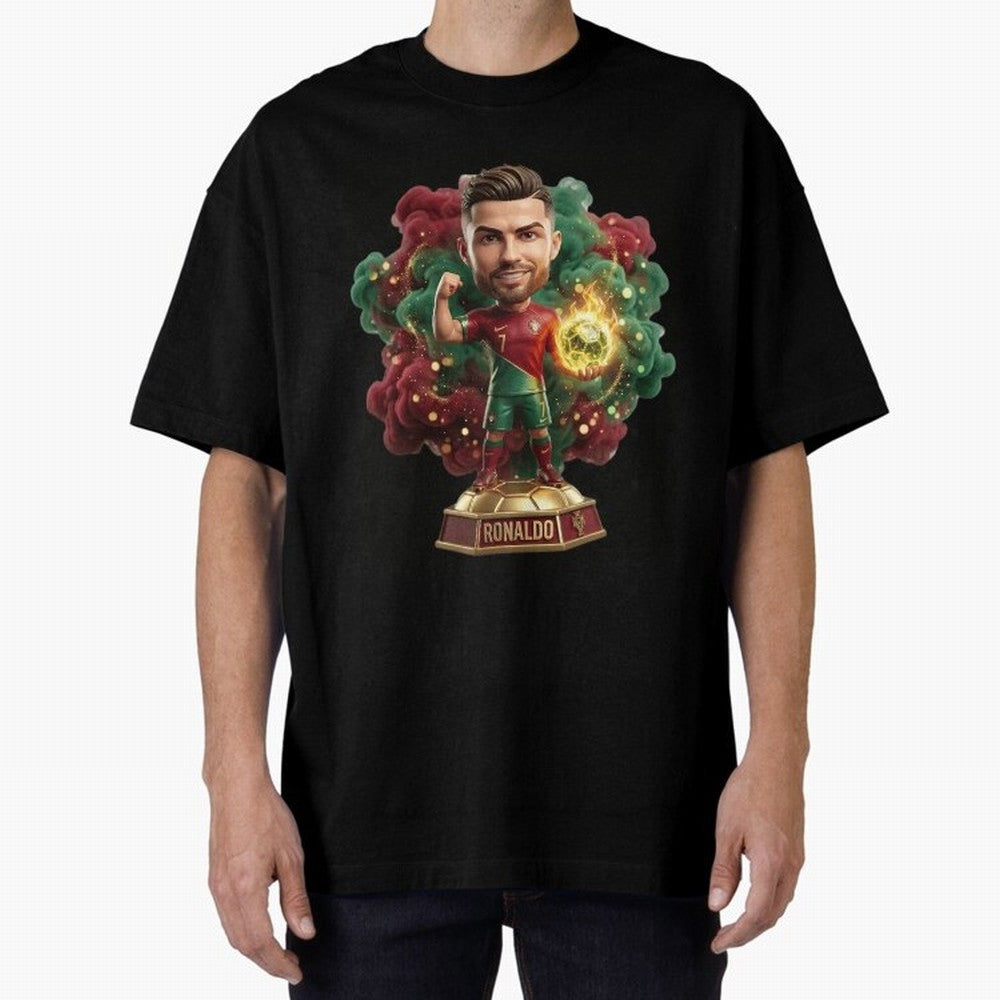Ronaldo Portugal 2026 - Legend Soccer Chibi 3D Oversized T-Shirt Follow the Road to FIFA World Cup 2026 Group Stage Spirit, Driven by Brazil, Portugal and Argentina, Neymar, Stadium Memories, Football Loyalty, International Chants and Championship
