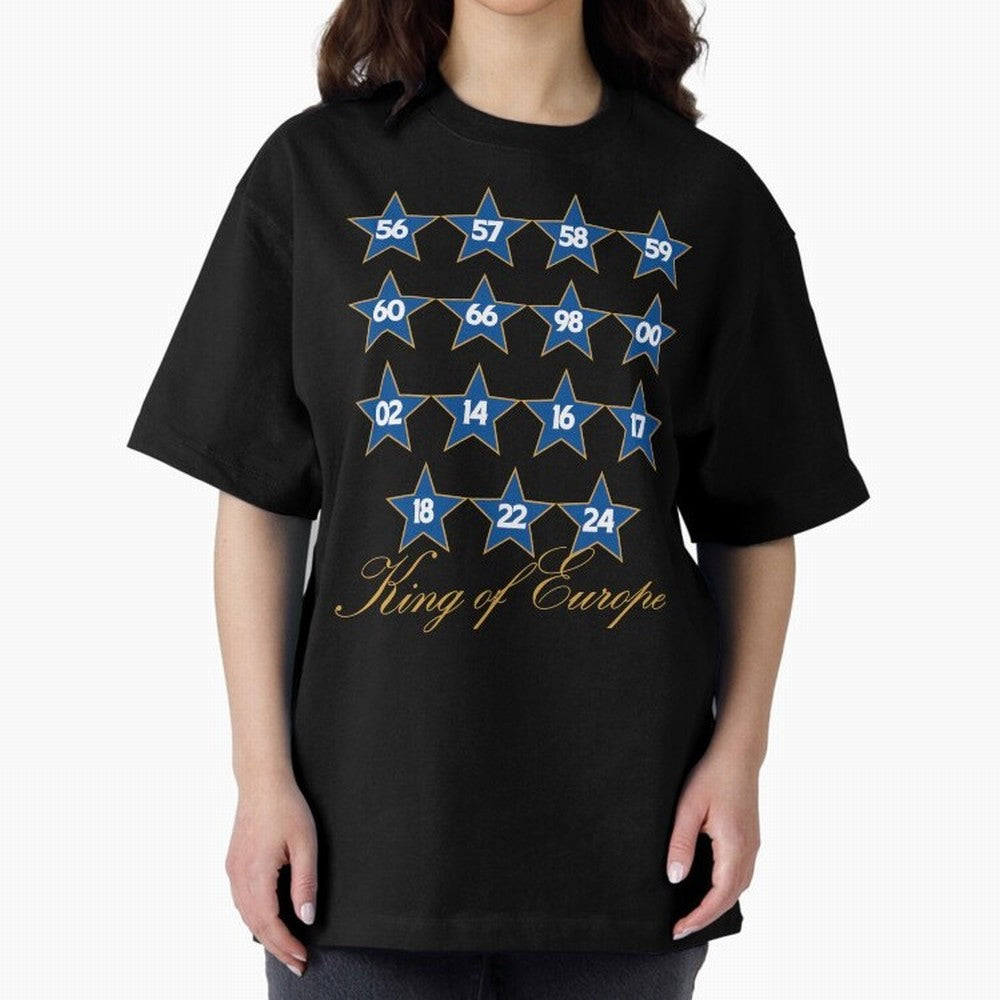 Real Madrid European Cups Oversized T-Shirt Show Love for Legendary Goals in FIFA World Cup 2026 USA Canada Mexico Spirit, Connected to Netherlands, Neymar, Classic Soccer Heritage, Championship Pressure, Fan Loyalty and International Pride; Ideal