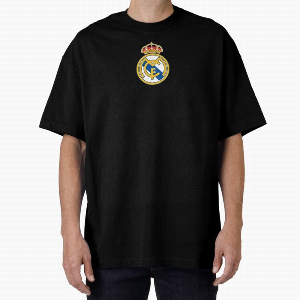 RE-AL-MAD-RID- Logo FC Merchandise Oversized T-Shirt Keep Football History Alive during Match Day Hype around FIFA World Cup 2026 USA Canada Mexico, CR7 and Messi, Spain and Netherlands, Football History, Final Match Energy, Crowd Noise and Once in