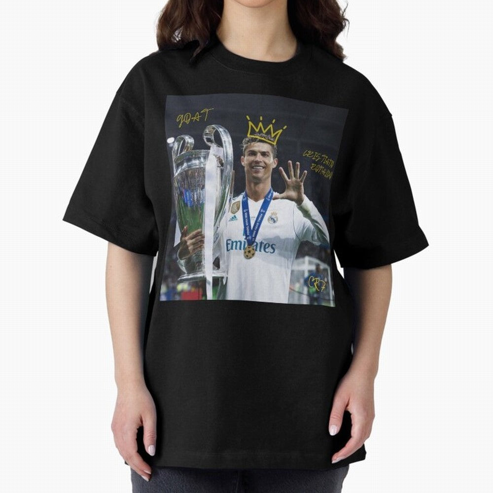 Cristiano Ronaldo- GOAT Oversized T-Shirt Celebrate the Stars of Global Football Passion for FIFA World Cup 2026 USA Canada Mexico, Filled with Neymar, Haaland and Cristiano Ronaldo, France, Football Passion, Legendary Performances, Festival Vibes