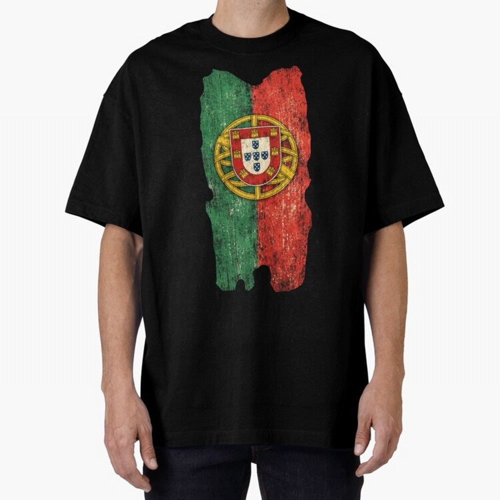 Vintage Portugal Flag Soccer Fan Design Oversized T-Shirt Bring FIFA World Cup 2026 Group Stage Filled with Cristiano Ronaldo, Haaland and CR7, Brazil, Portugal and Argentina Energy, Stadium Memories, Football Loyalty, International Chants and