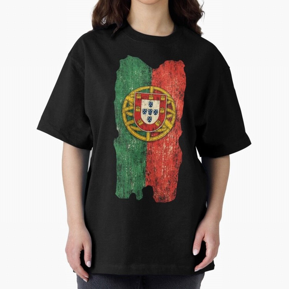 Vintage Portugal Flag Soccer Fan Design Oversized T-Shirt Bring FIFA World Cup 2026 Group Stage Filled with Cristiano Ronaldo, Haaland and CR7, Brazil, Portugal and Argentina Energy, Stadium Memories, Football Loyalty, International Chants and