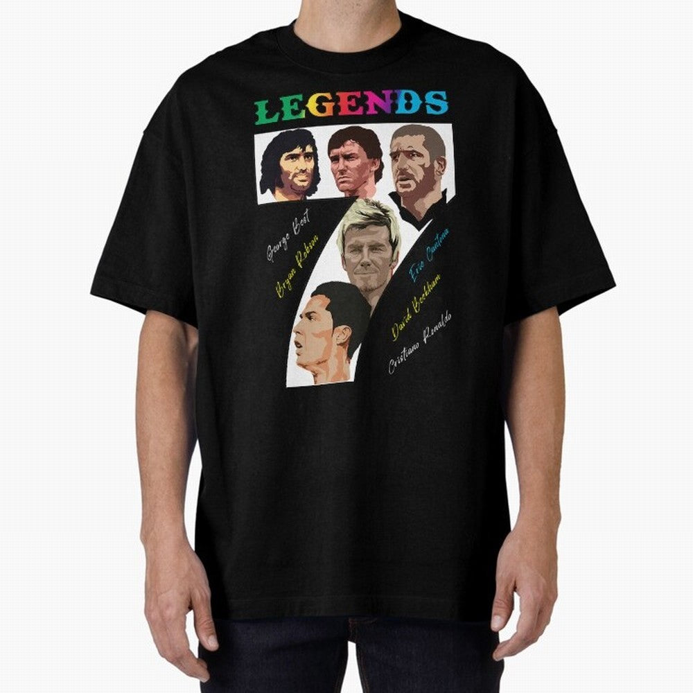 LEGENDS OF FOOTBALL Oversized T-Shirt Show Your Love for FIFA World Cup 2026 Group Stage Driven by Cristiano Ronaldo, Haaland and CR7, England Energy, Vintage Soccer Flavor, Modern Football Stars, National Flags and Final Night Emotion; Great for