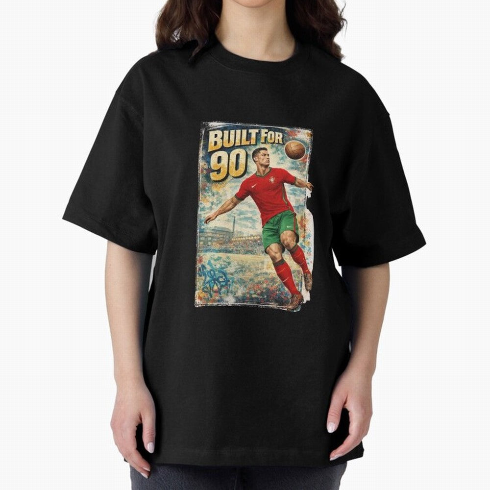 Built For 90 ¨C Vintage Football Streetwear Poster Oversized T-Shirt Carry the Dream of FIFA World Cup 2026 Group Stage for Fans of Messi and England, Bringing Retro Football Energy, Iconic Rivalries, Trophy Chase Drama and Stadium Atmosphere;
