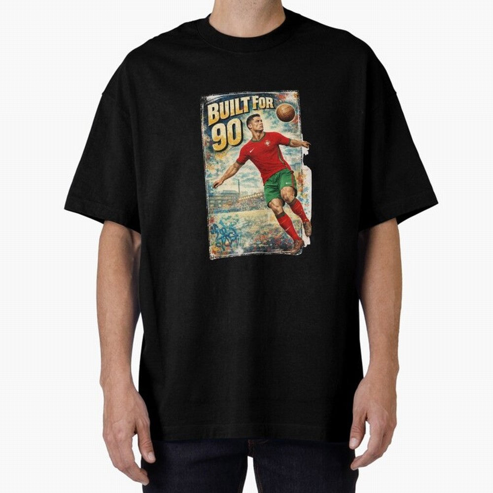 Built For 90 ¨C Vintage Football Streetwear Poster Oversized T-Shirt Carry the Dream of FIFA World Cup 2026 Group Stage for Fans of Messi and England, Bringing Retro Football Energy, Iconic Rivalries, Trophy Chase Drama and Stadium Atmosphere;