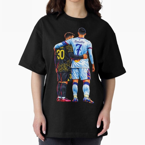 2 GOATS Oversized T-Shirt Bring International Match Energy to FIFA World Cup 2026 Group Stage for Fans of Neymar and Netherlands, Bringing Championship Spirit, Famous Goals, Roaring Crowds and International Football Unity; Great for Watch Parties,