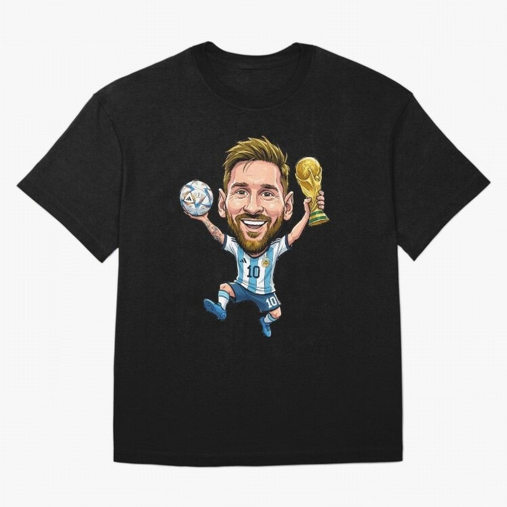 Messi Campion Caricatur Oversized T-Shirt Represent Fans Who Live for FIFA World Cup 2026 USA Canada Mexico Made for Mbappe and Neymar, Portugal Energy, Fan Favorite Moments, National Team Passion, Big Match Drama and Soccer History; Great for
