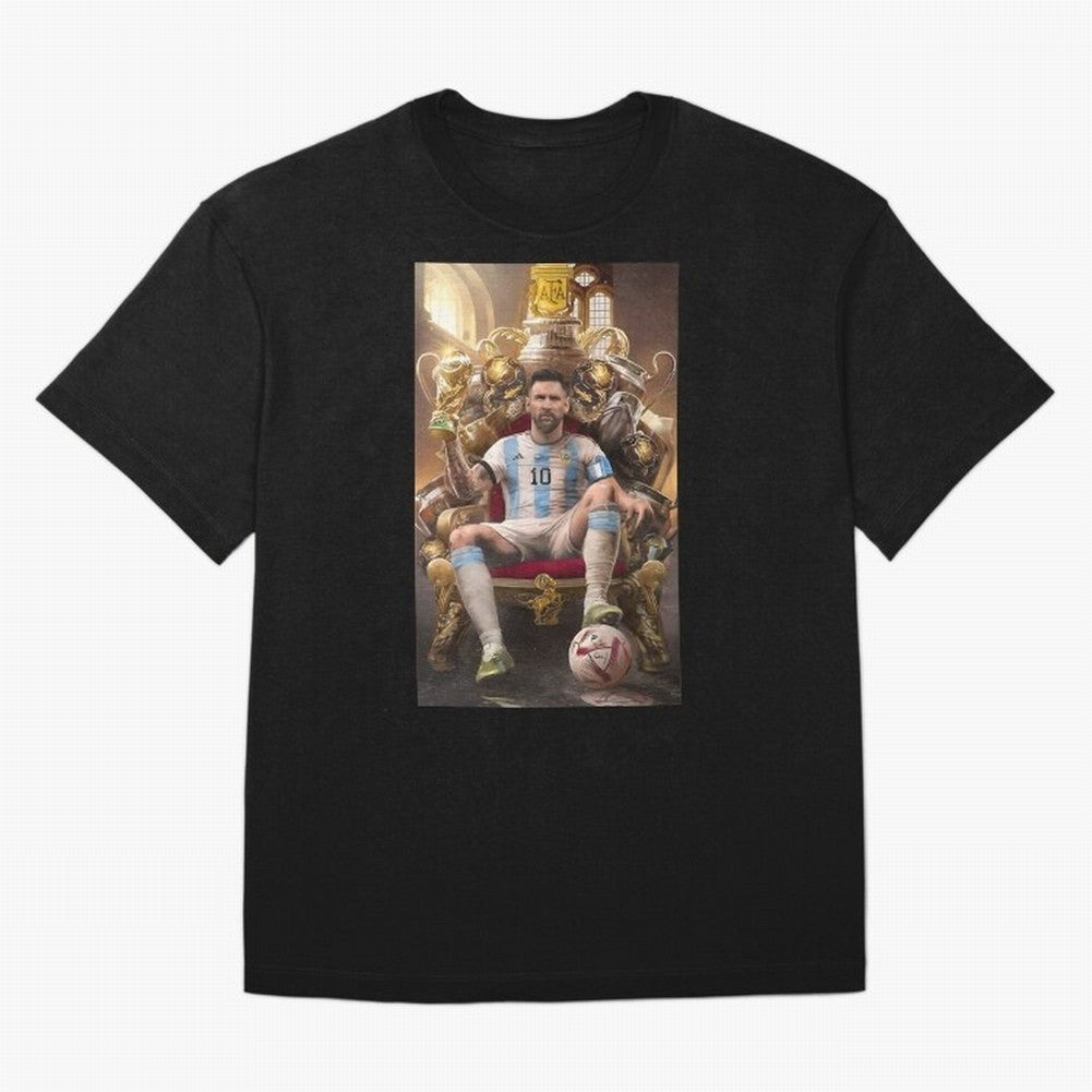 Lionel Messi Oversized T-Shirt Cheer through Every Moment of FIFA World Cup 2026 USA Canada Mexico Spirit, Highlighting Portugal, Mbappe, Retro Football Energy, Iconic Rivalries, Trophy Chase Drama and Stadium Atmosphere; Made for Collectors Who