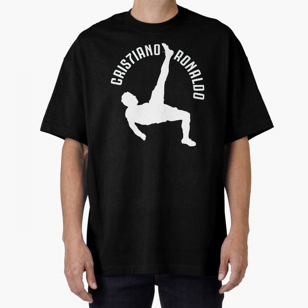 Cristiano Ronaldo - Bicycle Oversized T-Shirt Show Match Day Excitement for FIFA World Cup 2026 Group Stage Spirit, Inspired by Brazil, Portugal and Argentina, Cristiano Ronaldo, Haaland and CR7, Championship Spirit, Famous Goals, Roaring Crowds