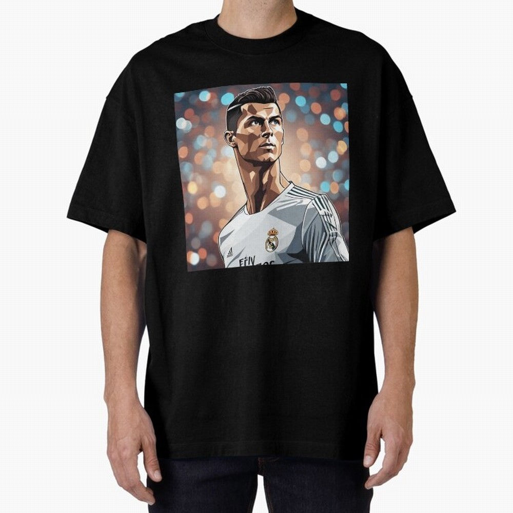 Ronaldo Cr7 Cristiano The Goat Artwork Futbol Soccer Oversized T-Shirt Cheer through Every Moment of Global Football Passion for FIFA World Cup 2026 USA Canada Mexico, Made for Haaland and Mbappe, Spain and Netherlands, Football Festival