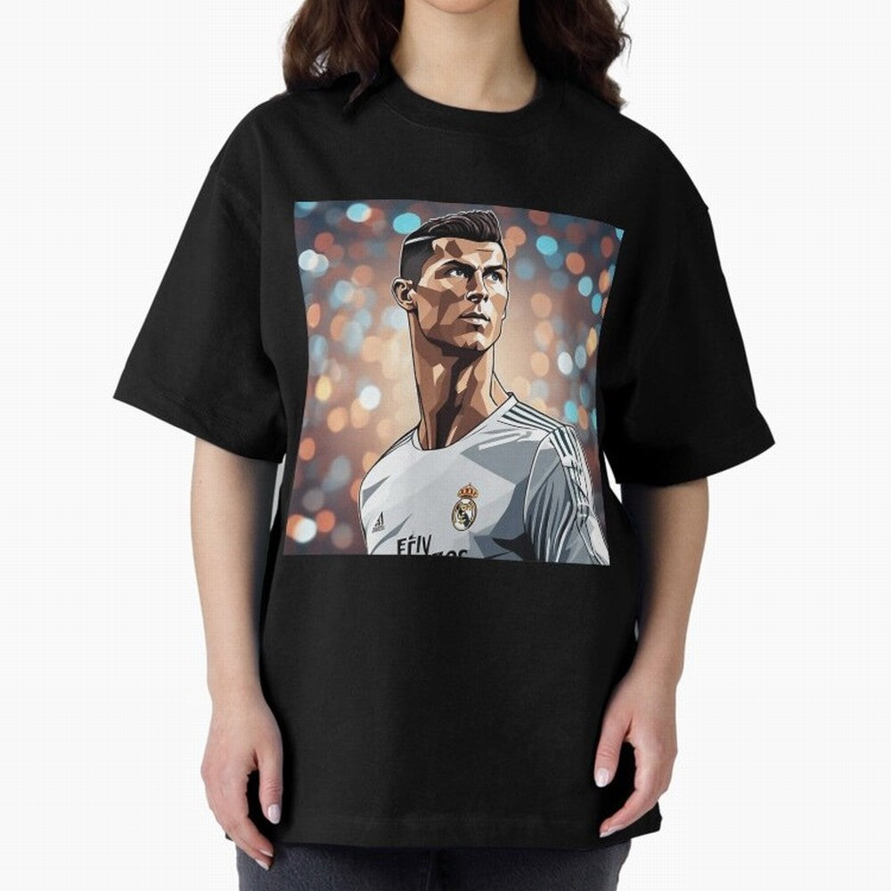 Ronaldo Cr7 Cristiano The Goat Artwork Futbol Soccer Oversized T-Shirt Cheer through Every Moment of Global Football Passion for FIFA World Cup 2026 USA Canada Mexico, Made for Haaland and Mbappe, Spain and Netherlands, Football Festival