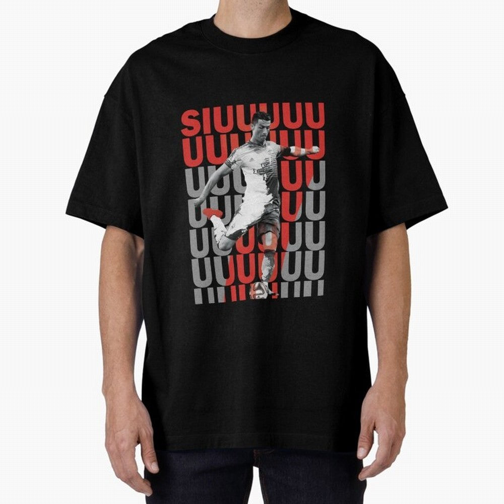 Siuuuuuu Cristiano Ronaldo Oversized T-Shirt Feel the Roar of FIFA World Cup 2026 USA Canada Mexico for Fans of Haaland and Mbappe and Argentina, Bringing Championship Spirit, Famous Goals, Roaring Crowds and International Football Unity; Ideal for