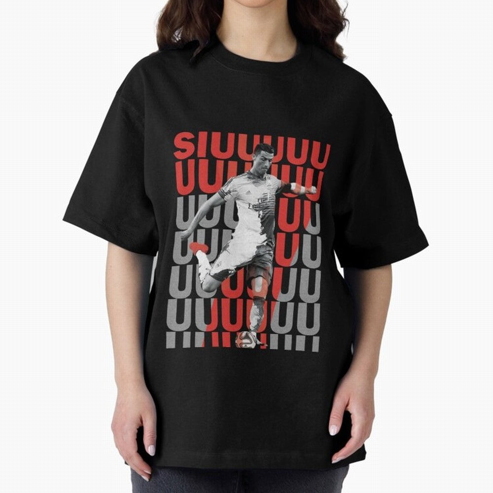 Siuuuuuu Cristiano Ronaldo Oversized T-Shirt Feel the Roar of FIFA World Cup 2026 USA Canada Mexico for Fans of Haaland and Mbappe and Argentina, Bringing Championship Spirit, Famous Goals, Roaring Crowds and International Football Unity; Ideal for