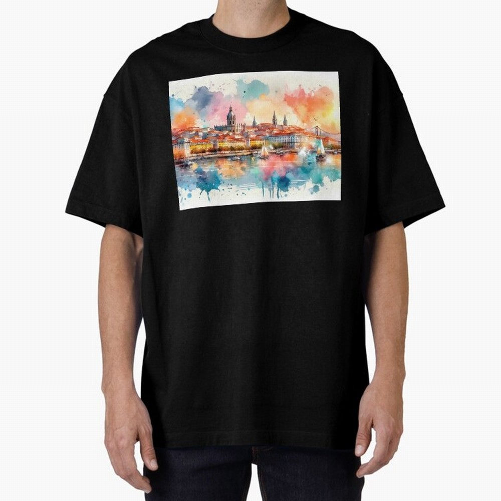Lisbon cityscape with sailboats Oversized T-Shirt Feel the Heartbeat of FIFA World Cup 2026 USA Canada Mexico Connected to Messi, Germany Energy, Tournament Hype, Historic Matchups, Family Viewing Parties and Global Sports Pride; Ideal for