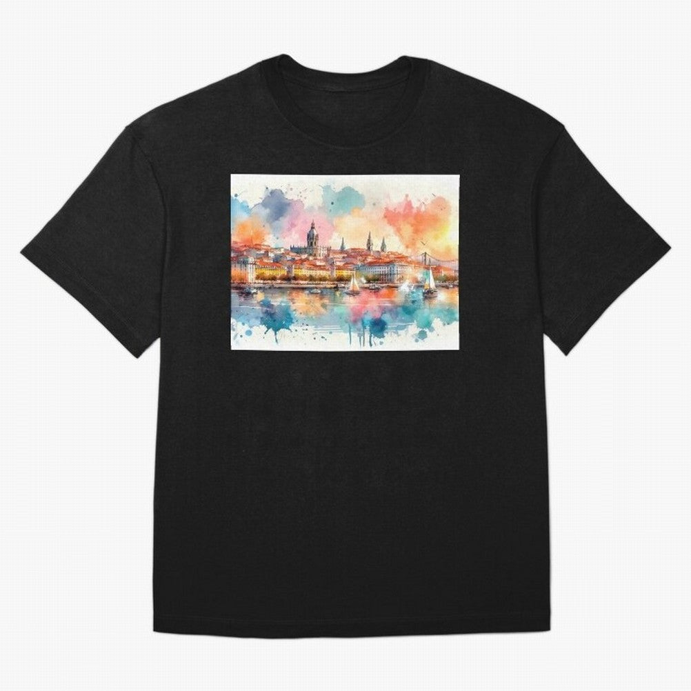 Lisbon cityscape with sailboats Oversized T-Shirt Feel the Heartbeat of FIFA World Cup 2026 USA Canada Mexico Connected to Messi, Germany Energy, Tournament Hype, Historic Matchups, Family Viewing Parties and Global Sports Pride; Ideal for
