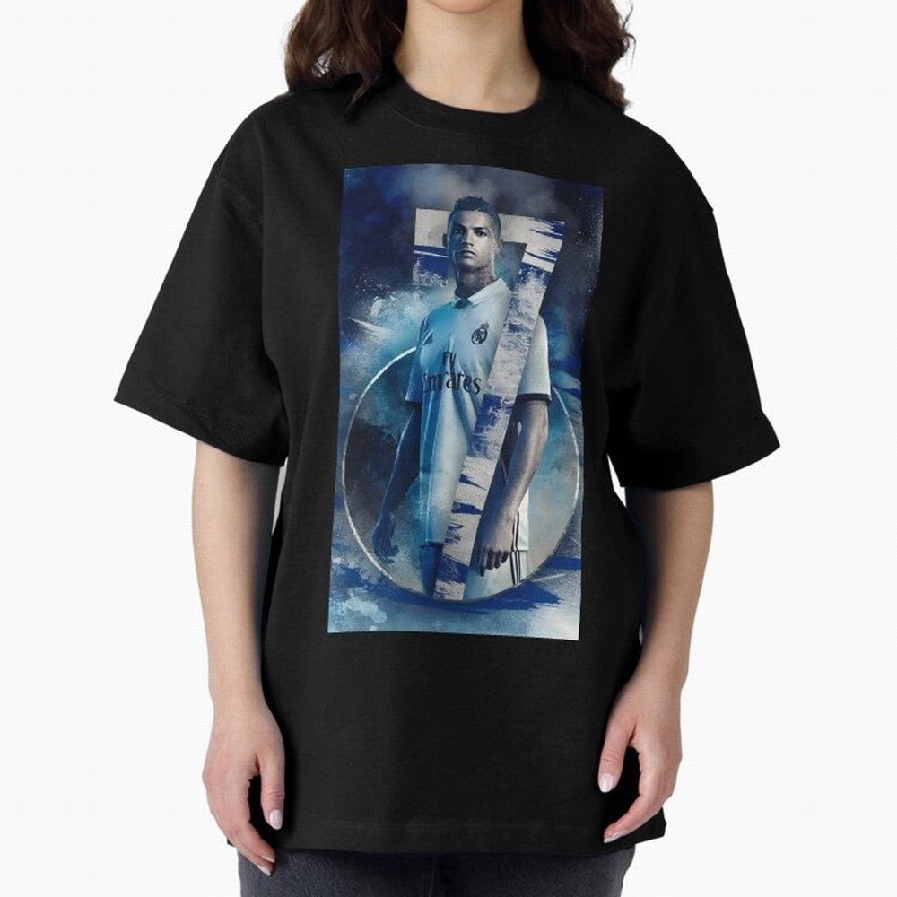Cr7 art design wallpaper Oversized T-Shirt Honor Football Greatness during FIFA World Cup 2026 Group Stage Spirit, Celebrating Netherlands, CR7, Vintage Soccer Flavor, Modern Football Stars, National Flags and Final Night Emotion; Perfect for